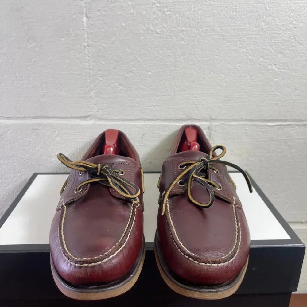 Timberland Boat Shoe Moccasin 25077 Brown Leather 2 Eye Slip On Men's 10.5 US